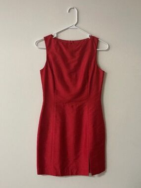 Hugo Buscati Red Silk Sheath Dress Size 2